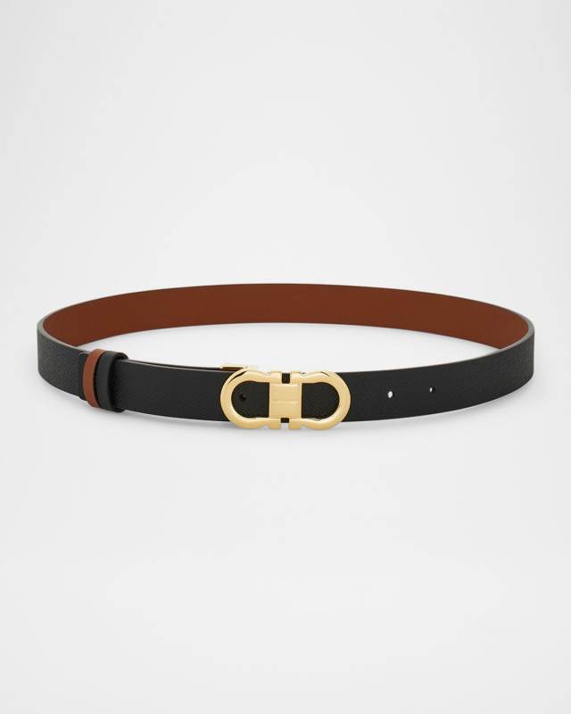 Reversible Gancini Leather Belt